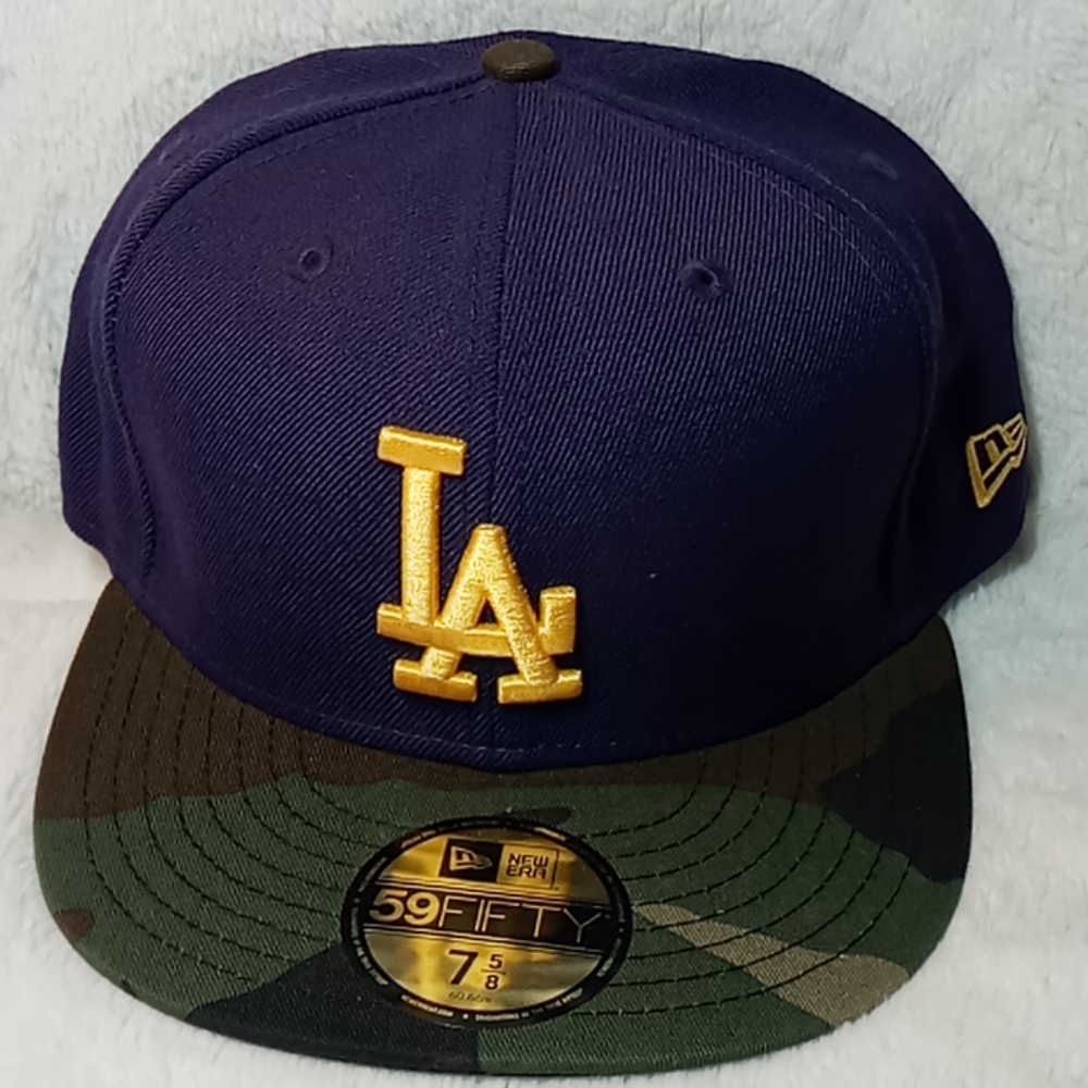 Los Angeles LA Dodgers Purple & Camo bill Custom New ear hat cap
